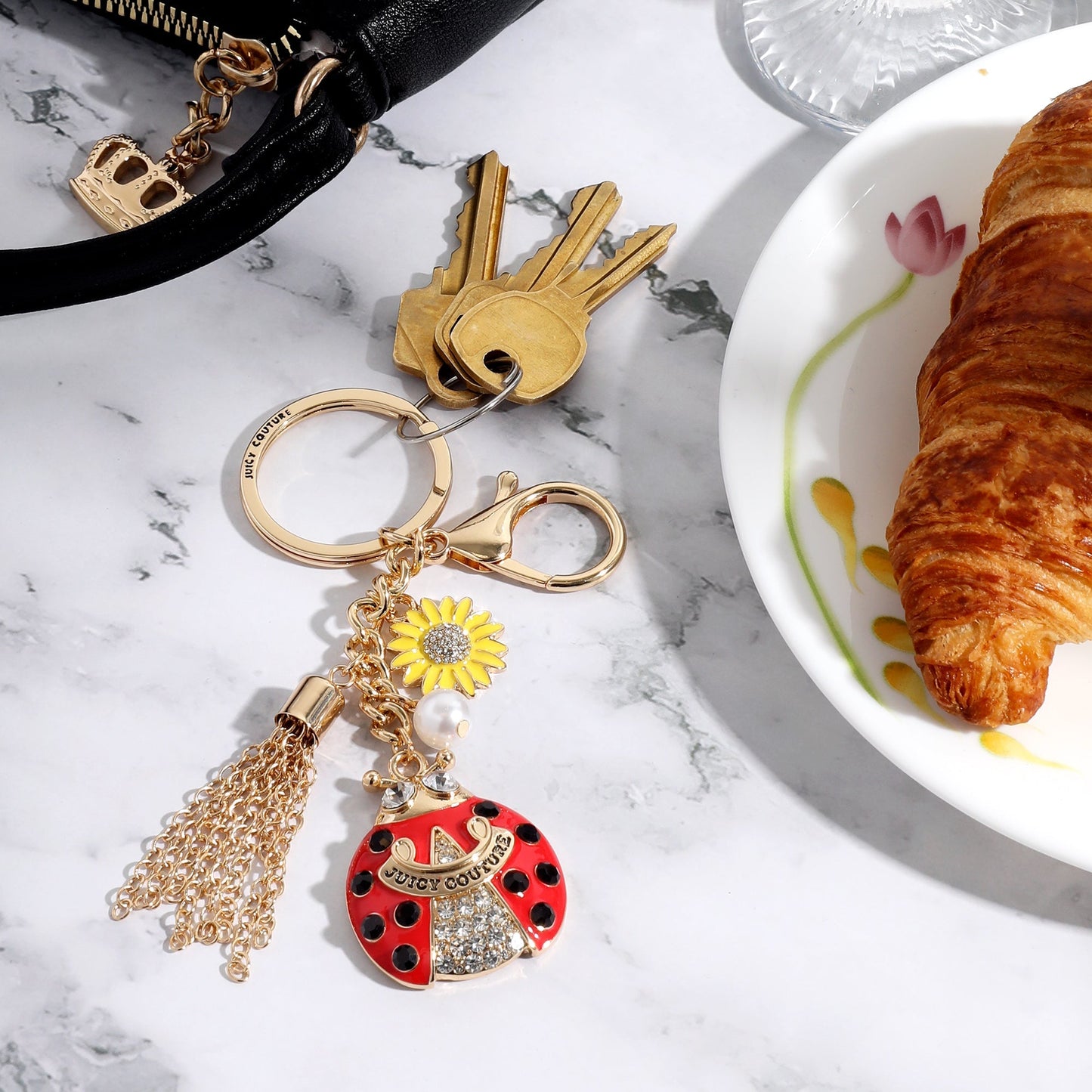 Ladybug Keychain Bag Charm - Goldtone - Juicy Couture